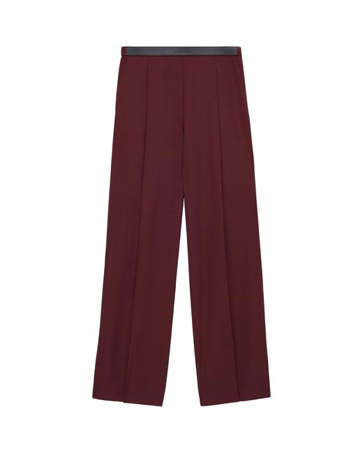 Loewe Purple Wool Leather-Waistband Tailored Trousers