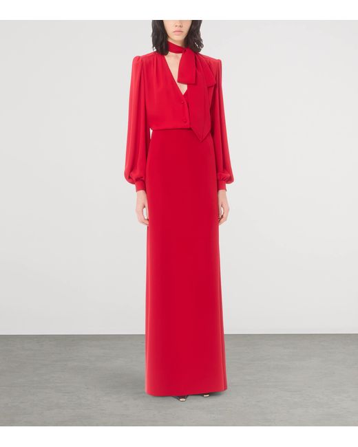 Valentino Red Silk Maxi Skirt