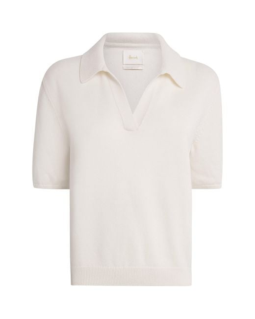 Harrods White Cotton-Cashmere Collared Sweater