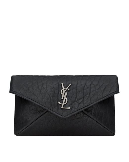 Saint Laurent Black Monogram Crocodile Effect Envelope Card Holder for men