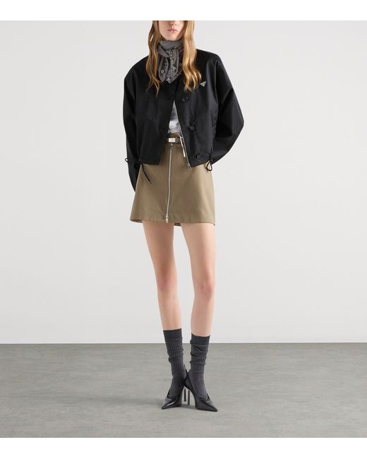Prada Natural Chino Zip-Up Mini Skirt