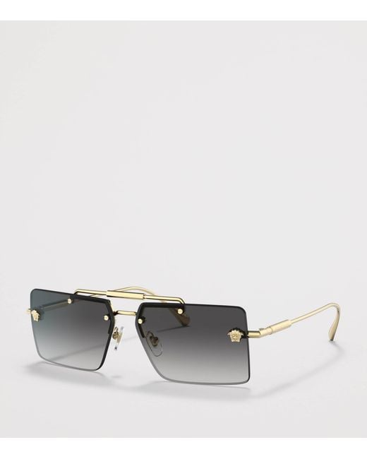 Versace Gray Rimless Rectangle Sunglasses