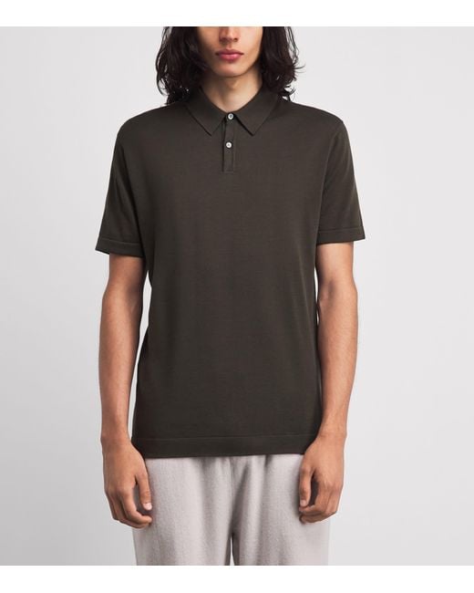 Derek Rose Black Sea Island Cotton Jacob Polo Shirt for men
