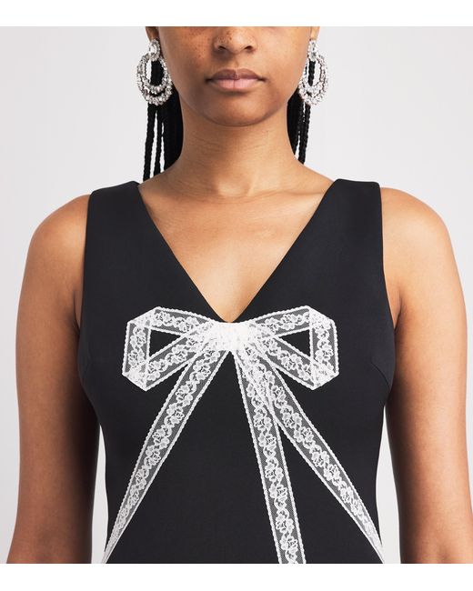 Self-Portrait Black Crepe Lace Bow Mini Dress