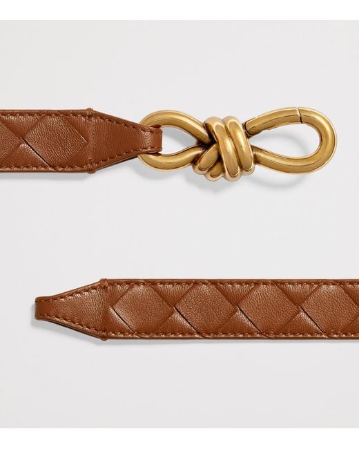 Bottega Veneta Brown Leather Intrecciato Andiamo Belt