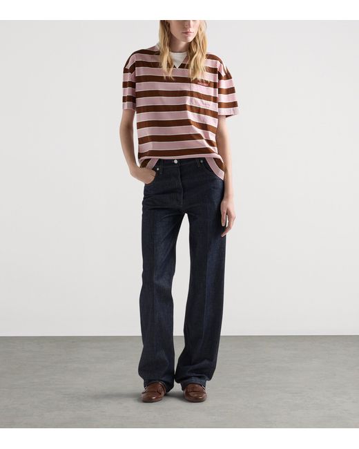 Prada Red Cotton Striped Rugby Shirt