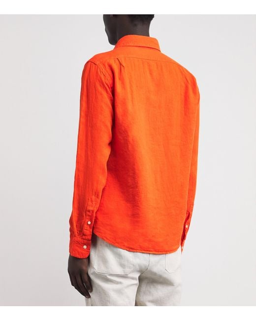 Polo Ralph Lauren Red Linen Custom-Fit Shirt for men