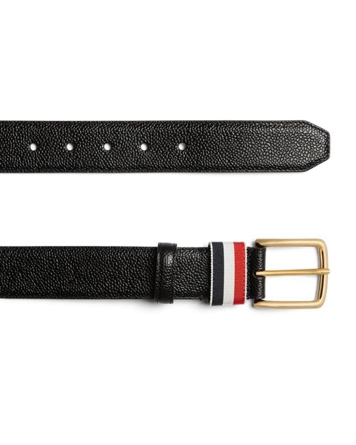 Thom Browne Black Leather Tricolour Belt for men