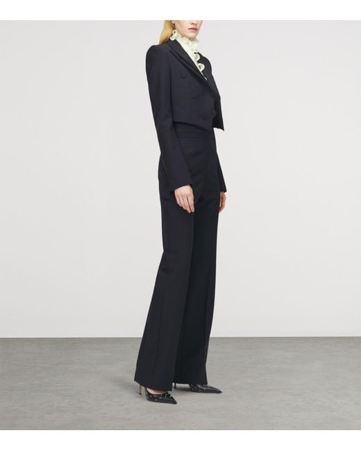 Alexander McQueen Black Wool Cropped Double Lapel Blazer