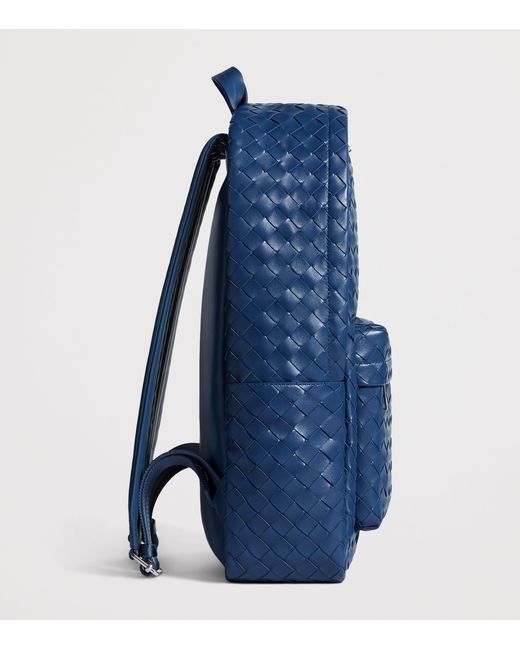 Bottega Veneta Blue Calfskin Intrecciato Backpack for men