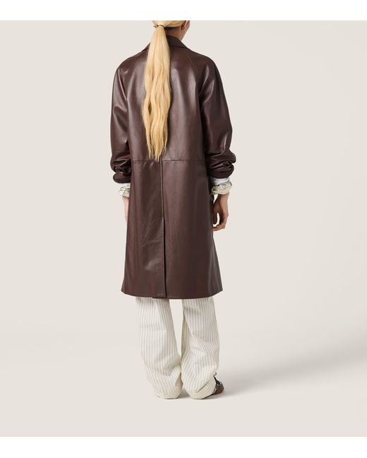 Miu Miu Brown Nappa Leather Coat