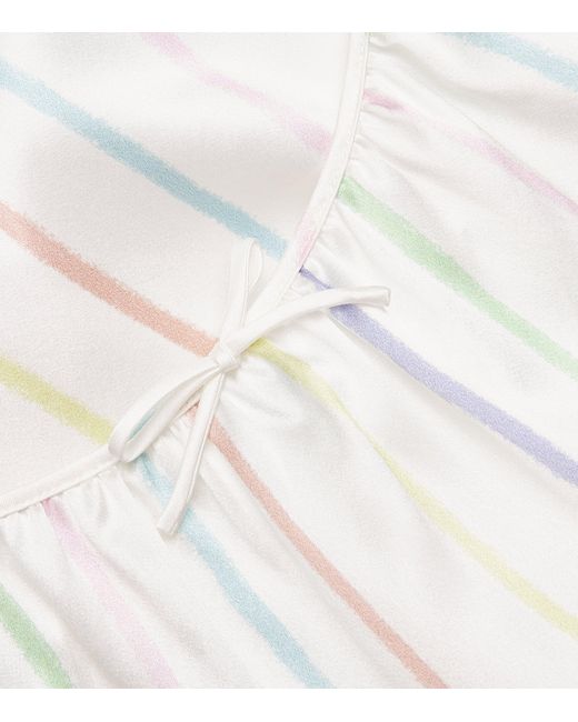 Manitu White Silk-Blend Ocean Stripe Tank And Shorts Pyjama Set