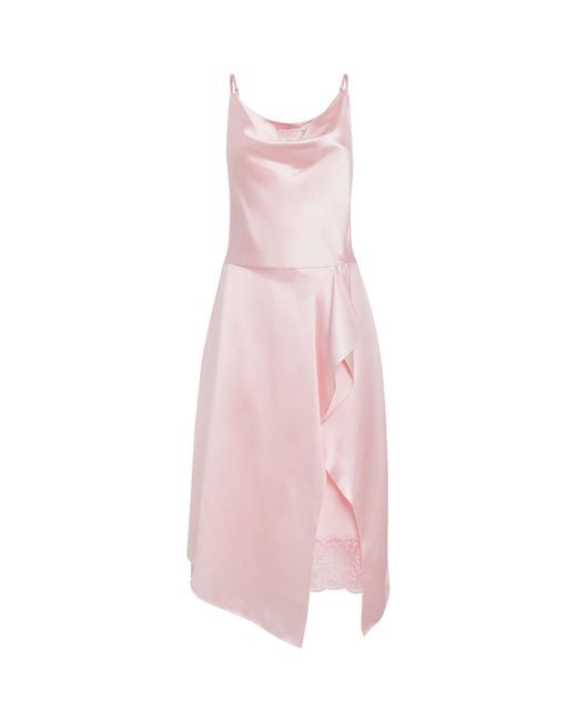 Acne Pink Satin Layered Midi Dress