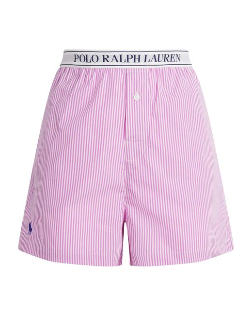 Polo Ralph Lauren Purple Cotton Stripe Logo Pyjama Shorts