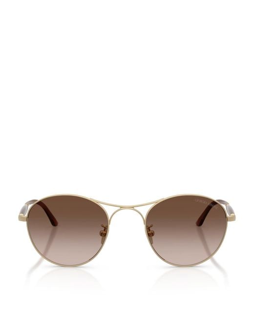 Giorgio Armani Brown Steel Round Sunglasses for men