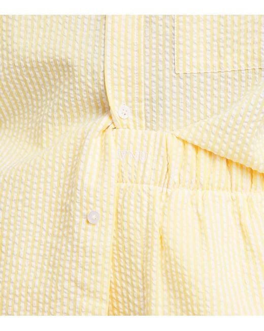 With Nothing Underneath Natural Cotton Striped Seersucker Boxer Shorts
