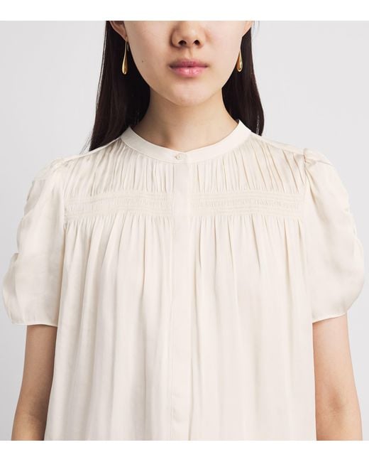 PAIGE White Ruched Diego Blouse