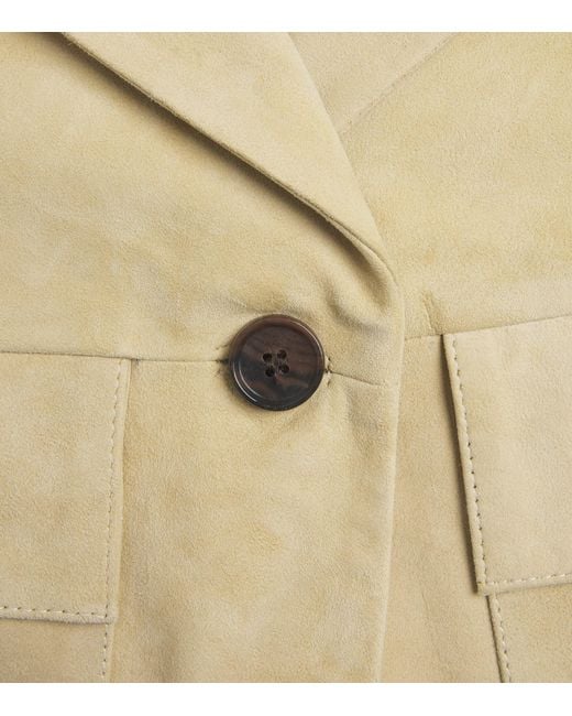 Arma Natural Sendy Button-Down Suede Jacket
