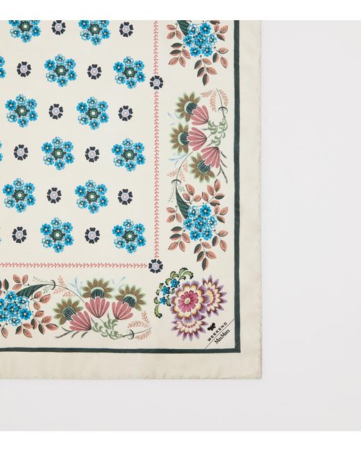 Weekend by Maxmara Metallic Silk Twill Floral Scarf