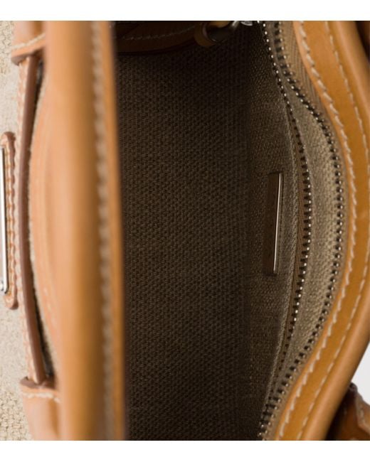 Prada Metallic Small Linen-Leather Bonnie Top-Handle Bag