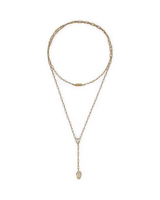 McQueen White Pavé Skull Chain Necklace for men