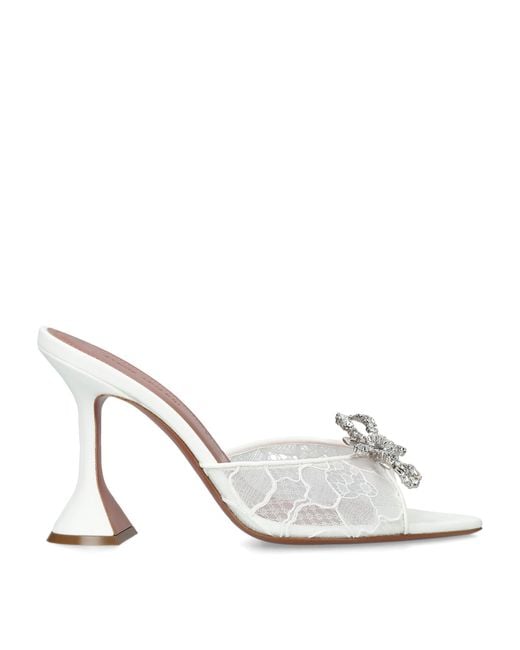 AMINA MUADDI White Lace Embellished Rosie Heeled Mules 95