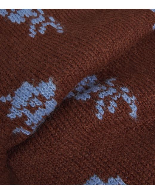 Jil Sander Brown Alpaca-Blend Intarsia Floral Sweater for men