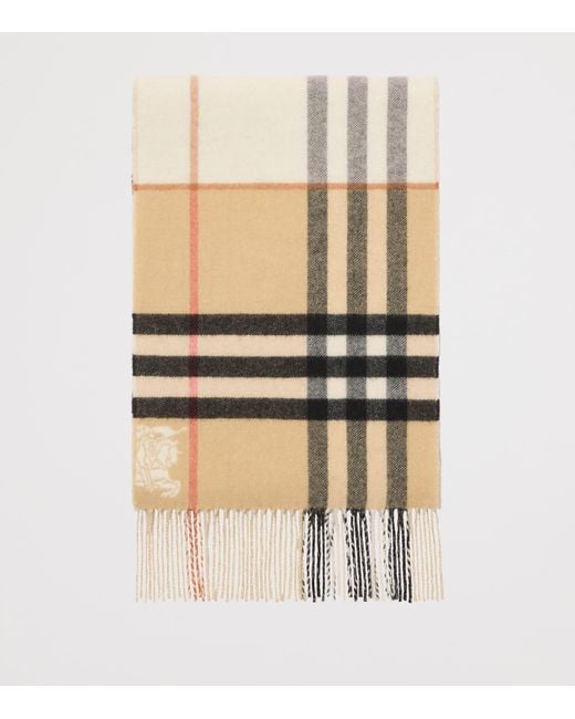 Burberry Natural Cashmere Contrast Check Scarf
