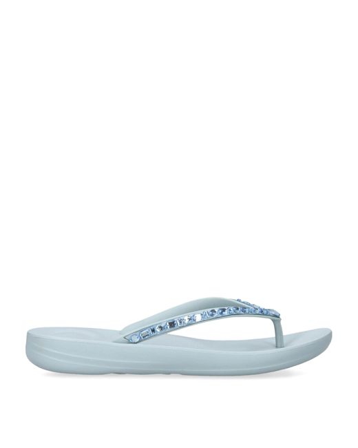 Fitflop Blue Iqushion Sparkle Flip Flops
