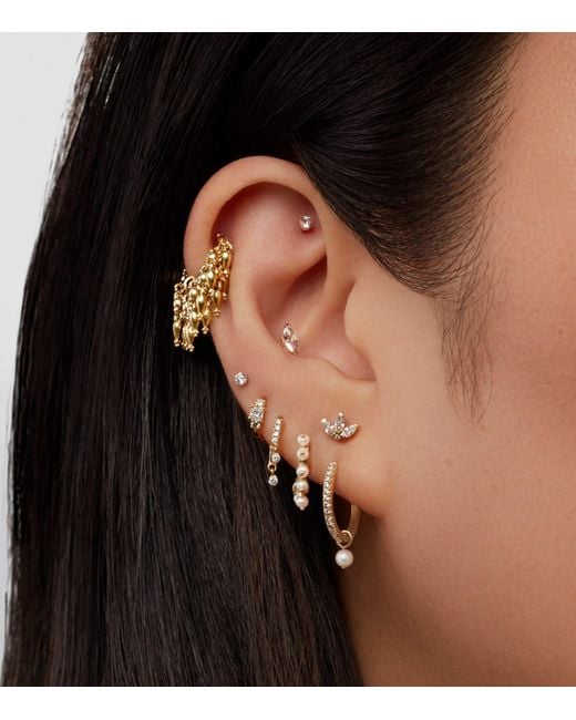 Maria Tash White Diamond Eternity Single Hoop Earring