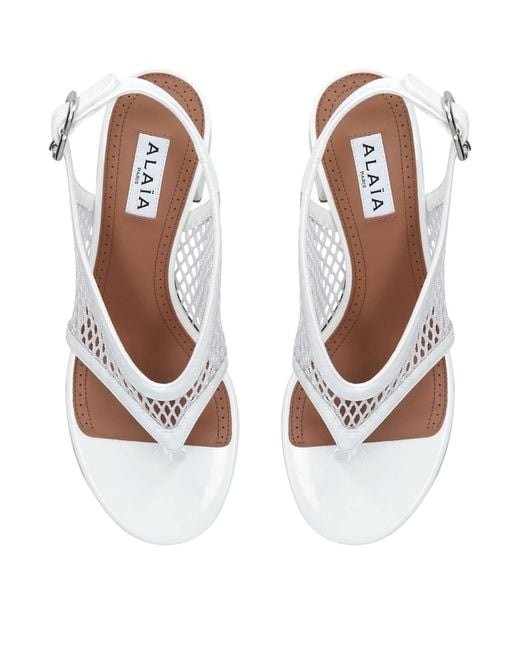 Alaïa White Fishnet Sandals 55