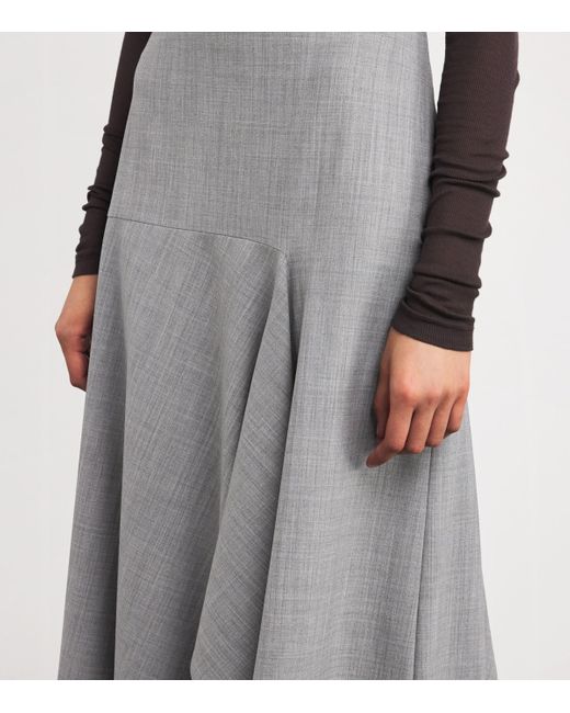 Fabiana Filippi Gray Wool-Blend Asymmetric Midi Skirt