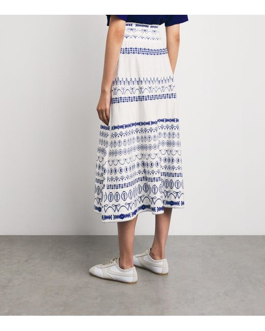 Molli White Jacquard-Knit Midi Skirt