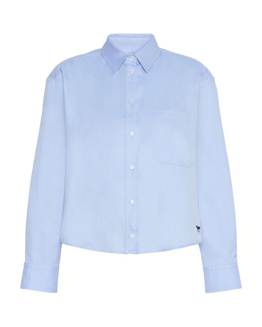 Weekend by Maxmara Blue Cotton Cropped Shirt