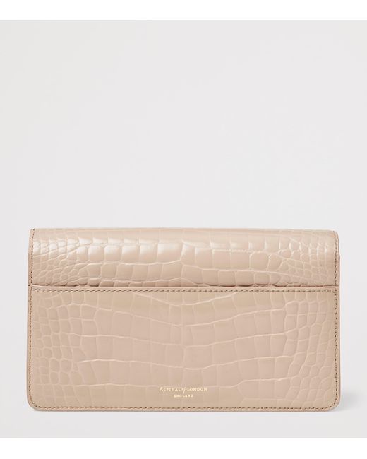 Aspinal Natural Croc-Embossed Leather Mayfair 2 Clutch Bag