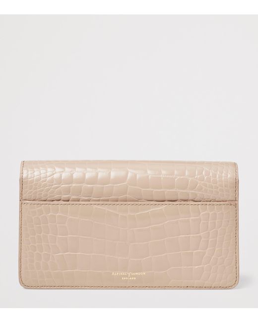 Aspinal Natural Croc-Embossed Leather Mayfair 2 Clutch Bag