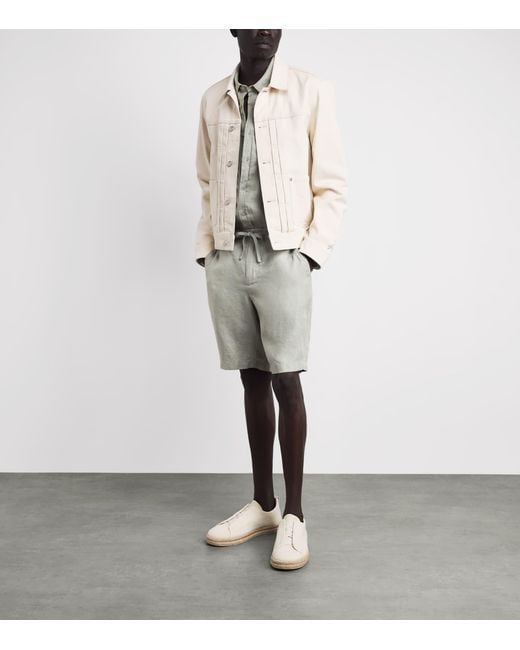 Vince Gray Linen Drawstring Shorts for men