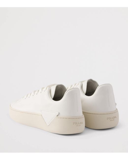 Prada White Leather Court Sneakers