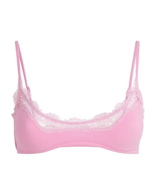Skims Pink Lace-Trim Fits Everybody Scoop-Neck Bralette