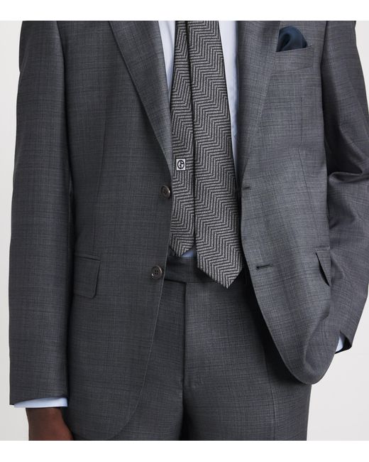 Giorgio Armani White Silk Chevron Tie for men
