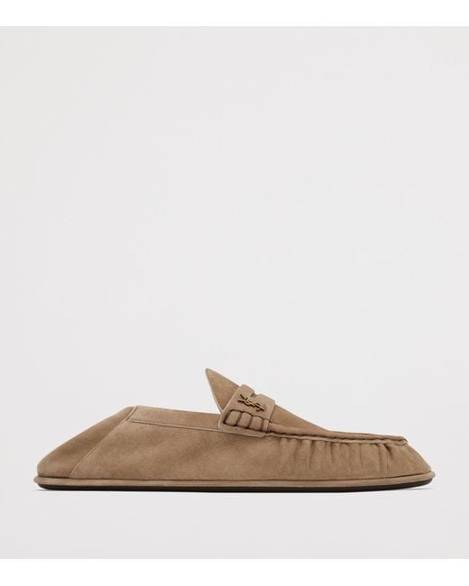 Saint Laurent Brown Suede Foldable Le Loafers for men