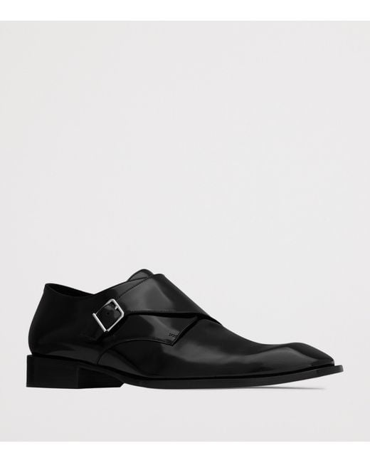 Saint Laurent Black Leather Connor Buckled Monk Shoes