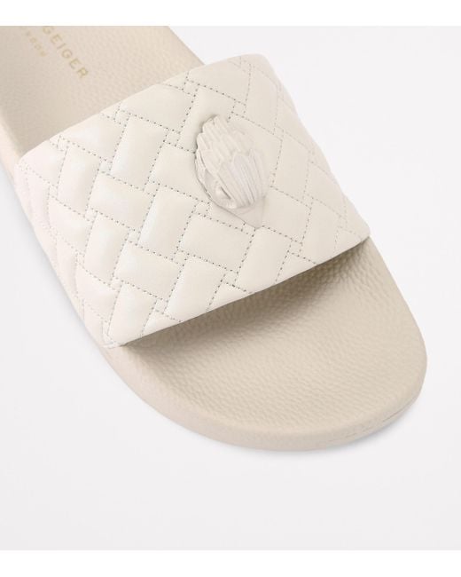 Kurt Geiger White Quilted Meena Eagle Slides for men