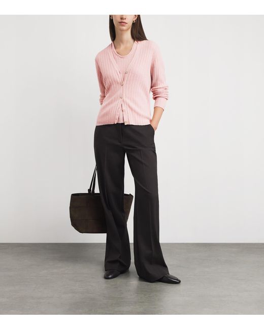 Johnstons Pink Cashmere V-Neck Cardigan
