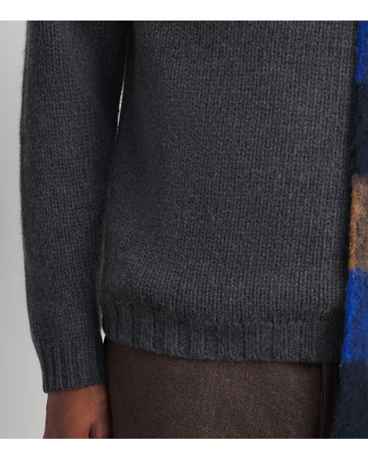 Allude Black Cashmere Collared Sweater for men