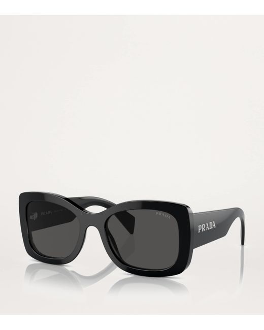 Prada Black Acetate Geometric Sunglasses