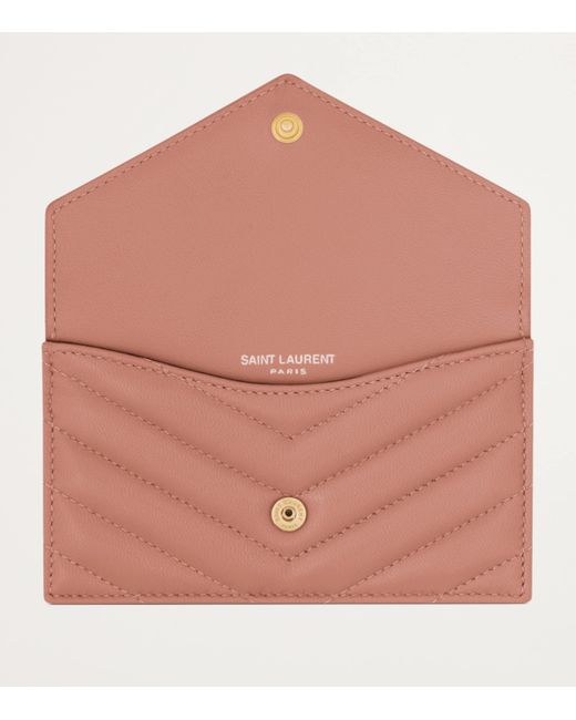 Saint Laurent Pink Leather Fragments Flap Card Holder