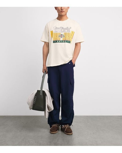 Rhude White Cotton Trofeo Print T-Shirt for men