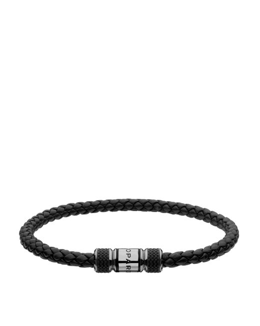 Chopard Black Leather And Palladium Classic Racing Bracelet for men