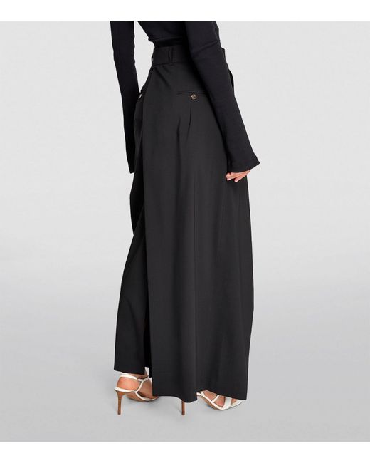 A.W.A.K.E. MODE Black Wool Deconstructed Trouser Skirt